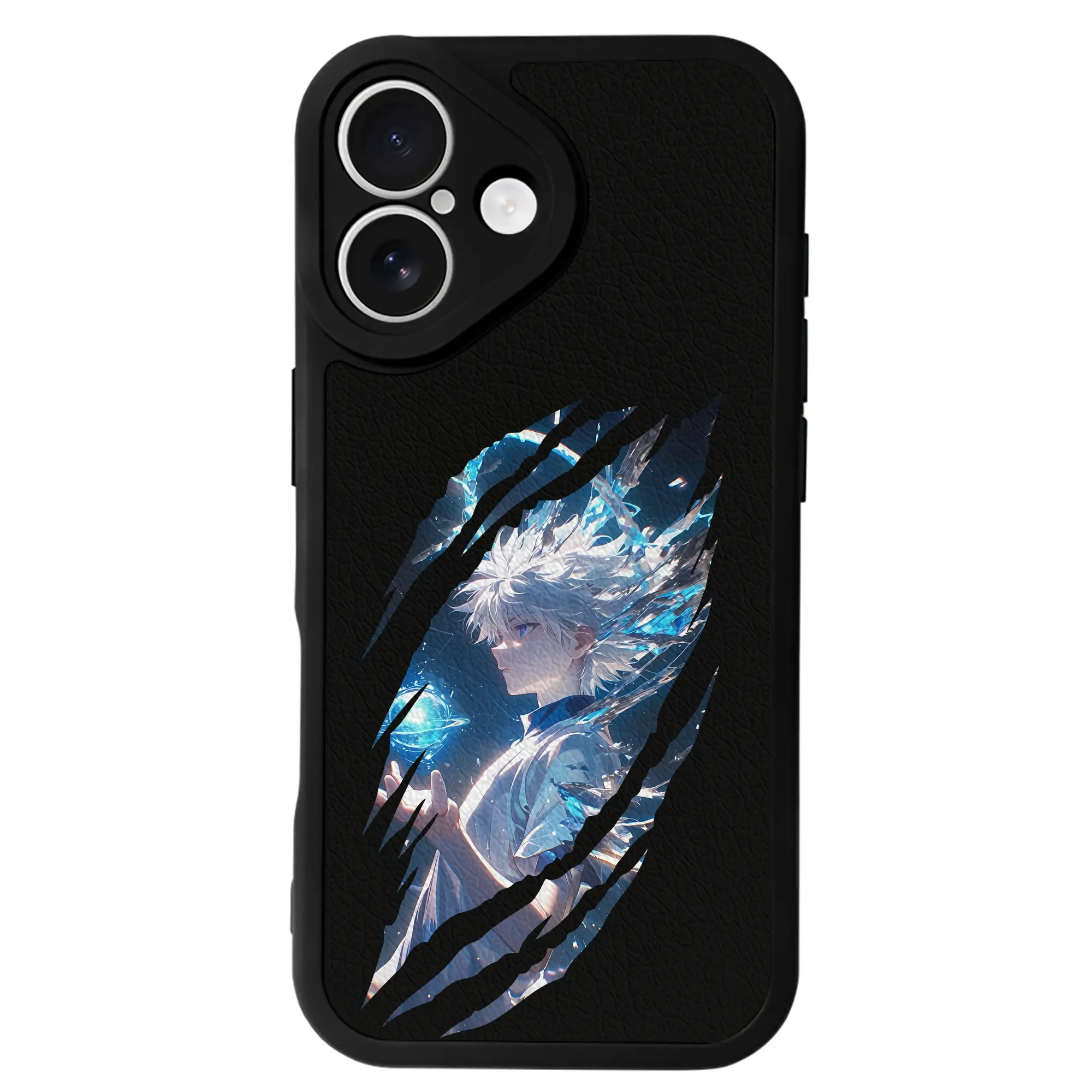 ハンター×ハンター グッズ キルア＝ゾルディック - IPhone 16シリーズ対応 ・ シリコンスマホケース ・ レザー調 ・ 高精度フィット ・ 耐衝撃 ・ ワイヤレス充電対応 ・ 精密カット